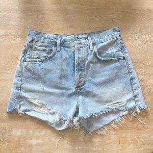Agolde high rise cut off jean shorts